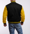 Black Wool Body & Lemon Sleeves Letterman Jacket